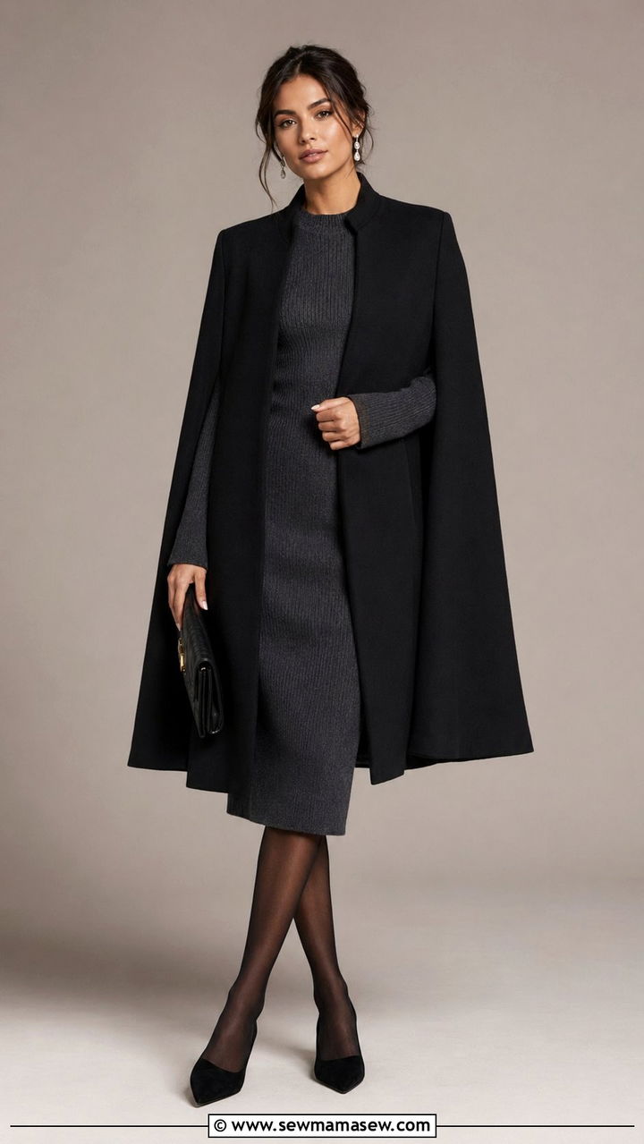 Cape Coat and Tights - 30 40 degree weather outfits