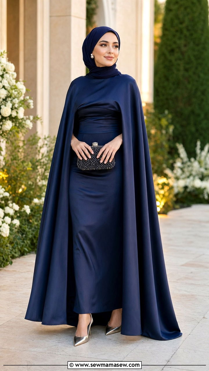 Cape Dress With Matching Hijab - 30 wedding guest outfits for hijab women