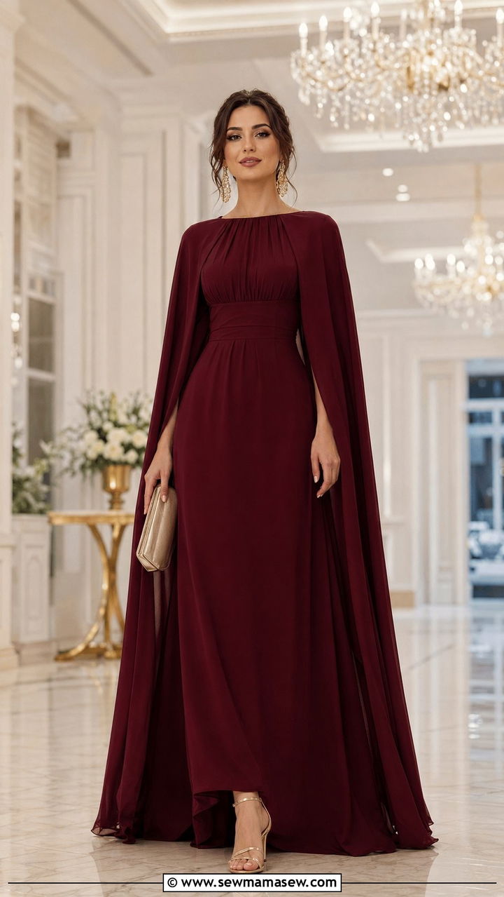 Cape Dress With Strappy Sandals - 35 Modest outfit ideas for wedding guest