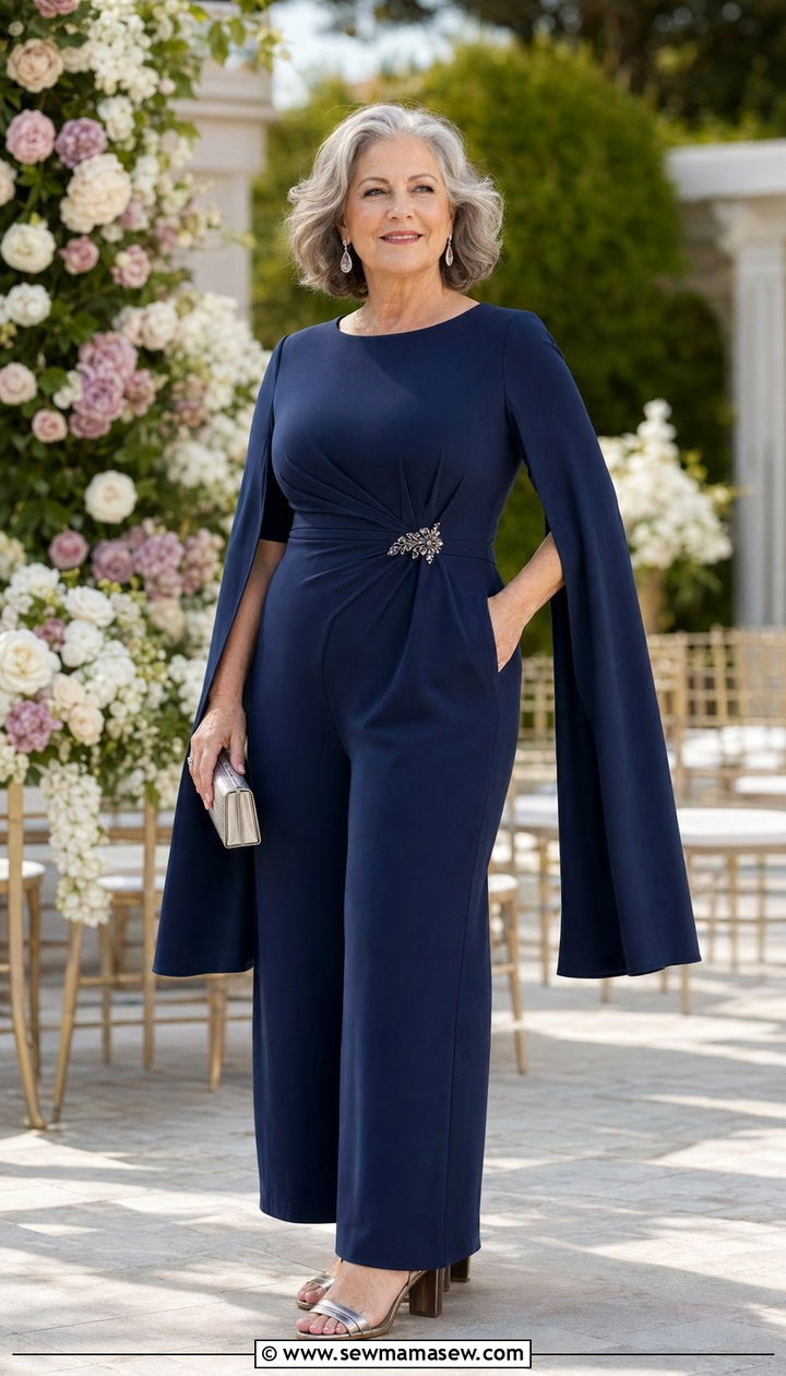 Cape Style Jumpsuit For Wedding Guest - 35 Plus size outfits for women over 50