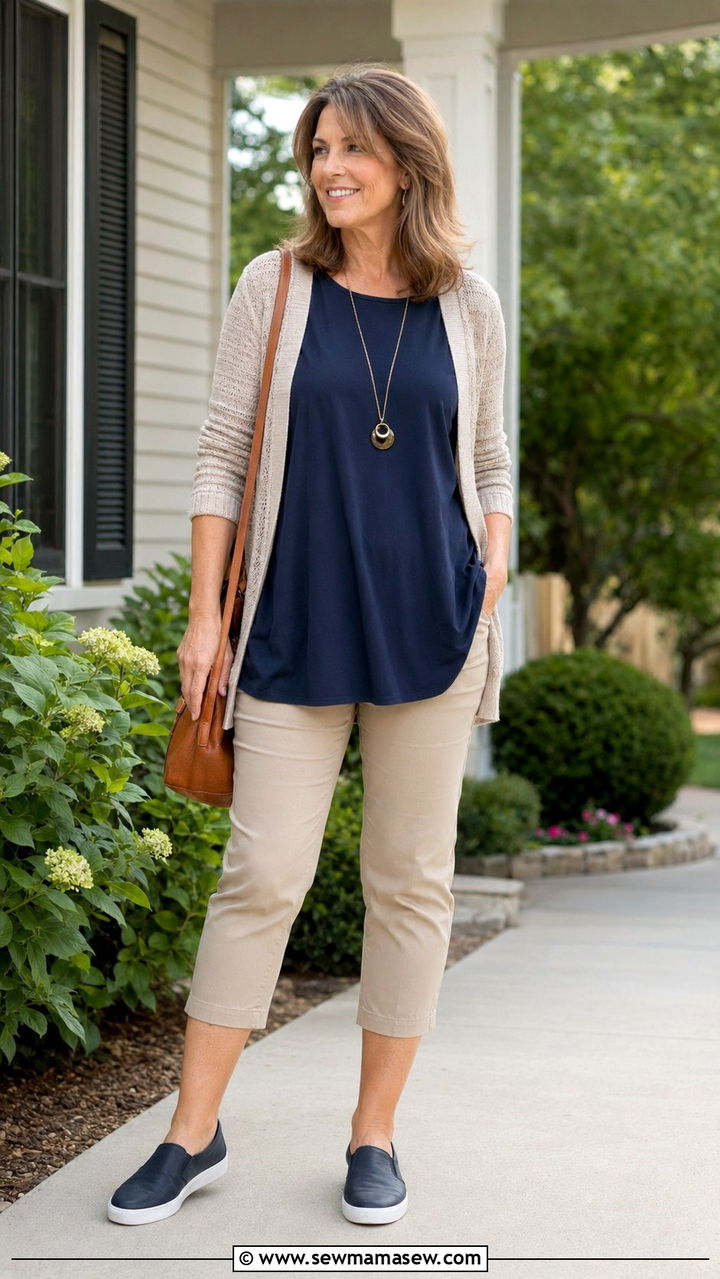 Capri Pants With Tunic Top - 35 Outfit ideas for women over 75