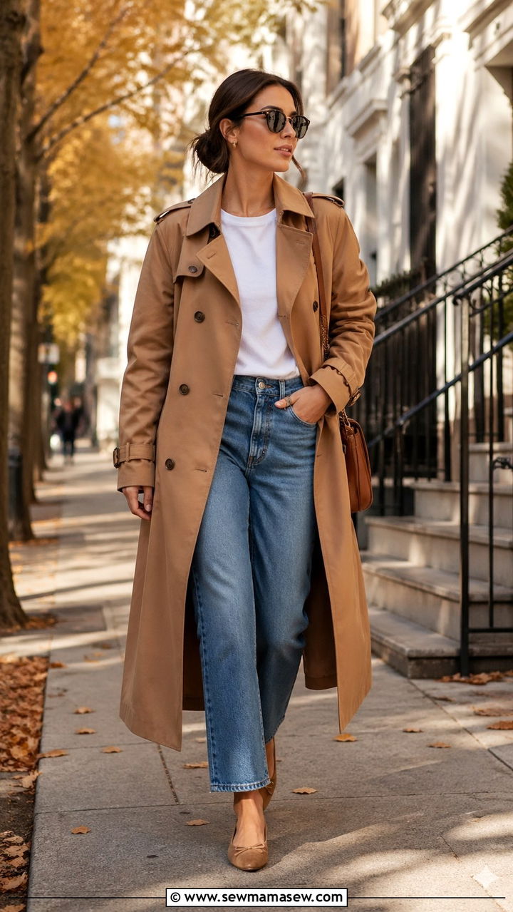 Caramel Leather Blazer With Black Trousers And Heeled Boots - 40 All caramel outfit ideas
