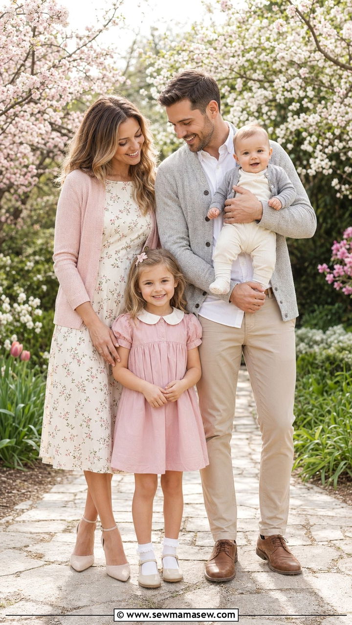 Cardigan and Dress Spring Family Ensemble - 30 What to wear for spring family photos