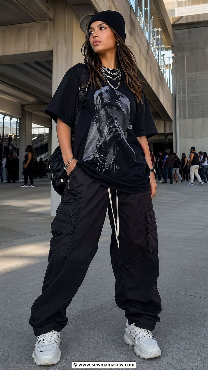 Cargo Pants And Graphic Tee - 35 concert outfits ideas