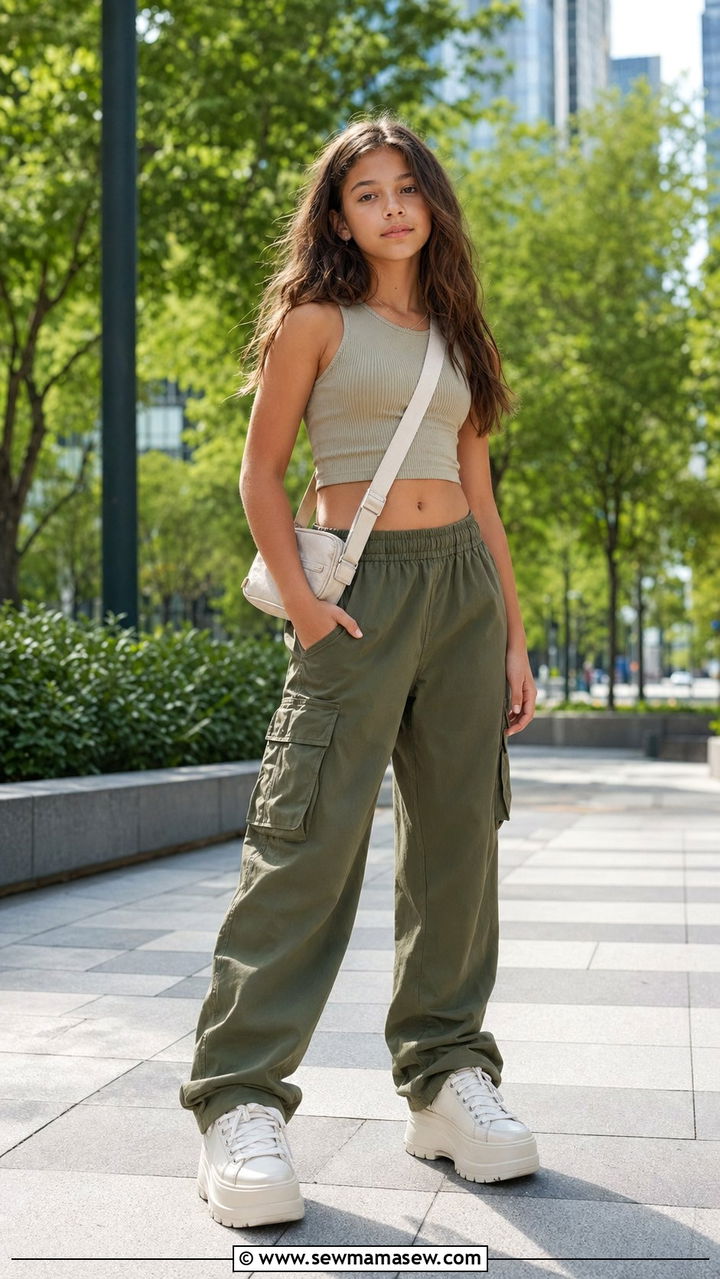 Cargo Pants With Fitted Crop Top - 30 Back to school outfit ideas for tweens 2026