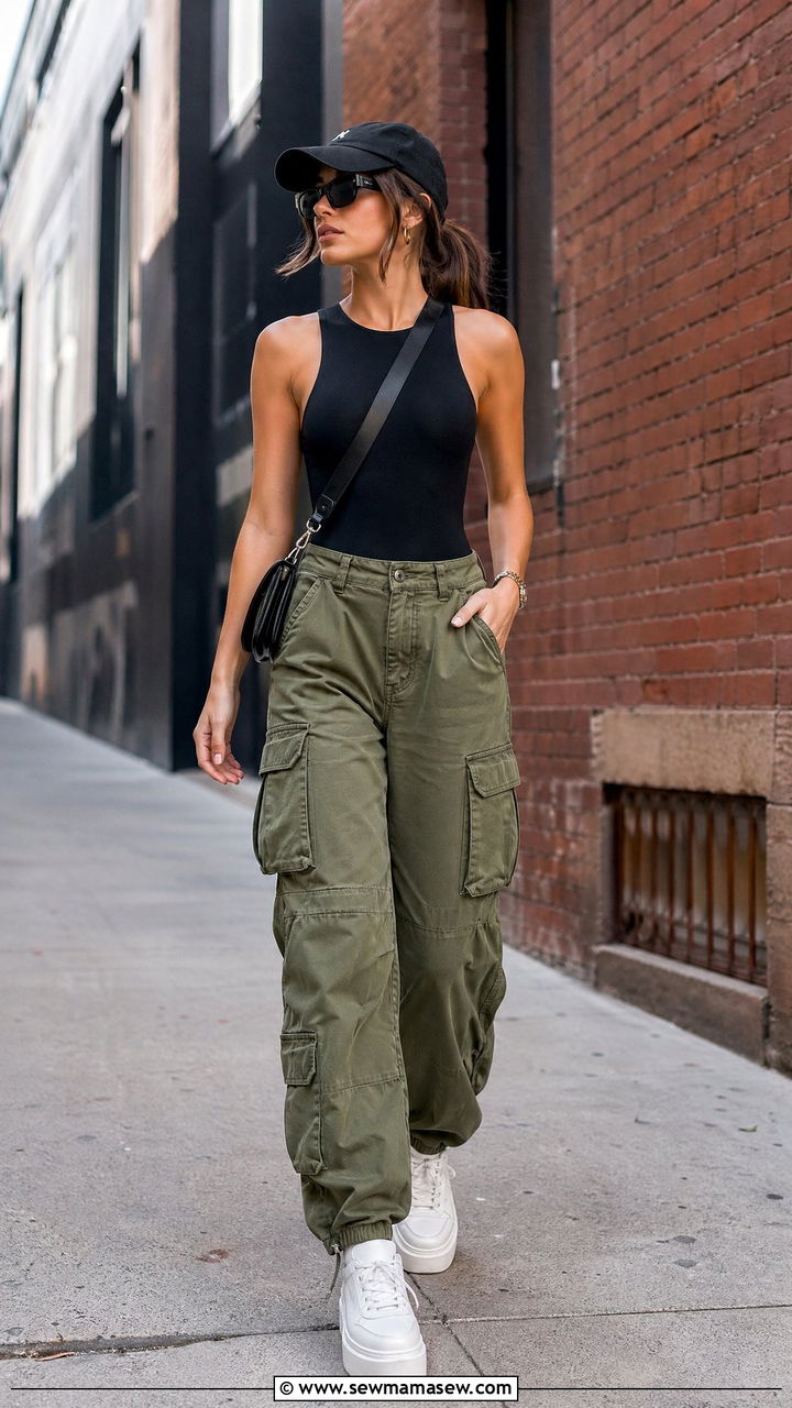 Cargo Pants and Bodysuit - 35 Walking outfit ideas women