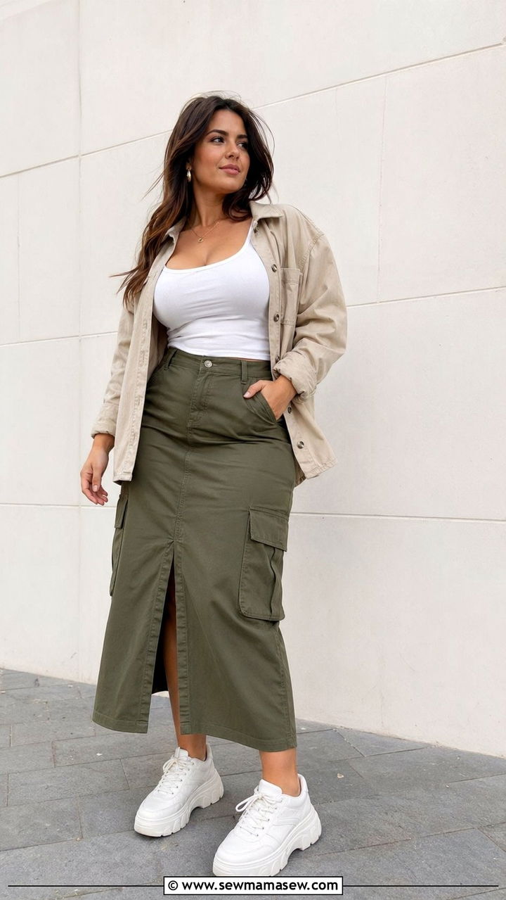 Cargo Skirt Outfit for Curvy Women - 30 Best skirts for curvy women