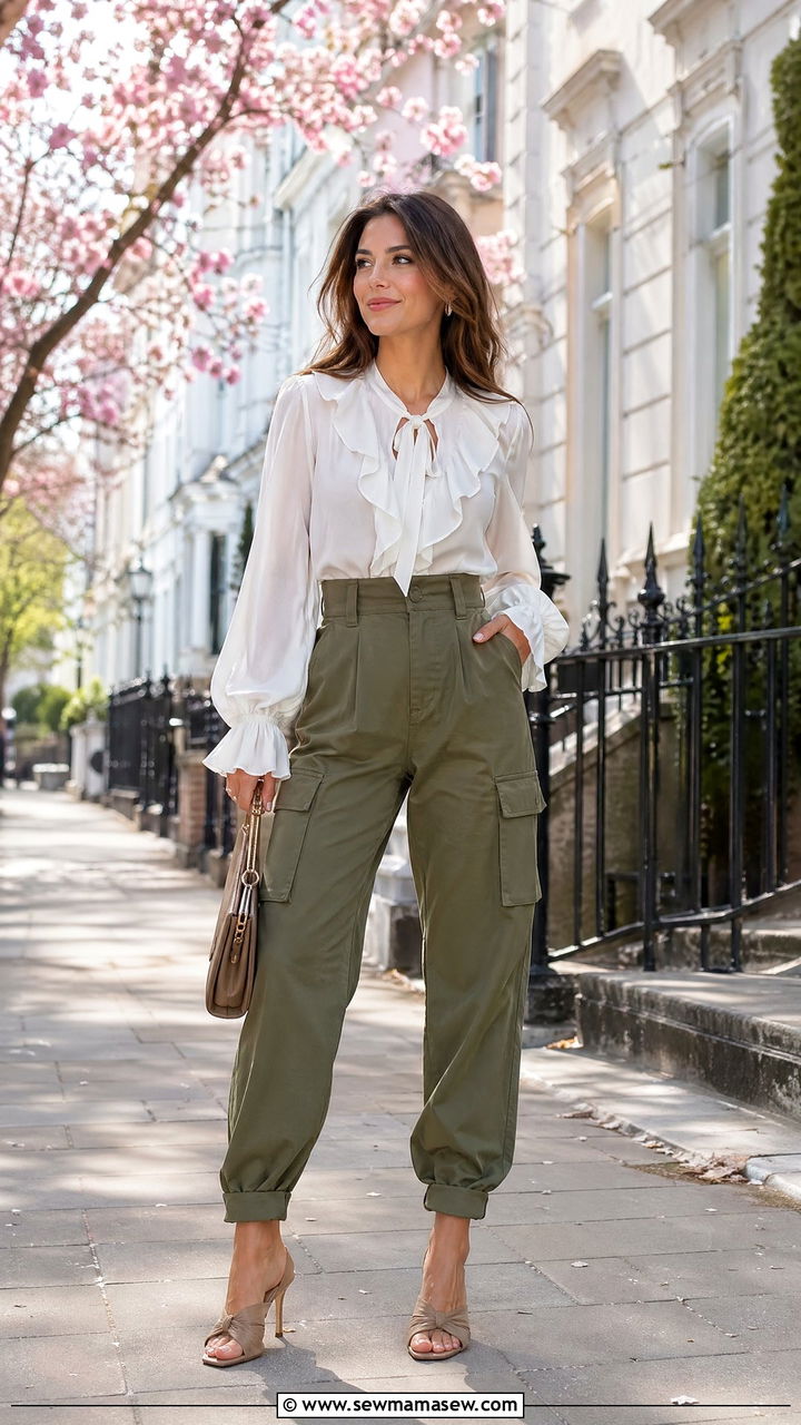 Cargo pants and blouse outfit spring 2026 - 35 spring outfits 2026 women