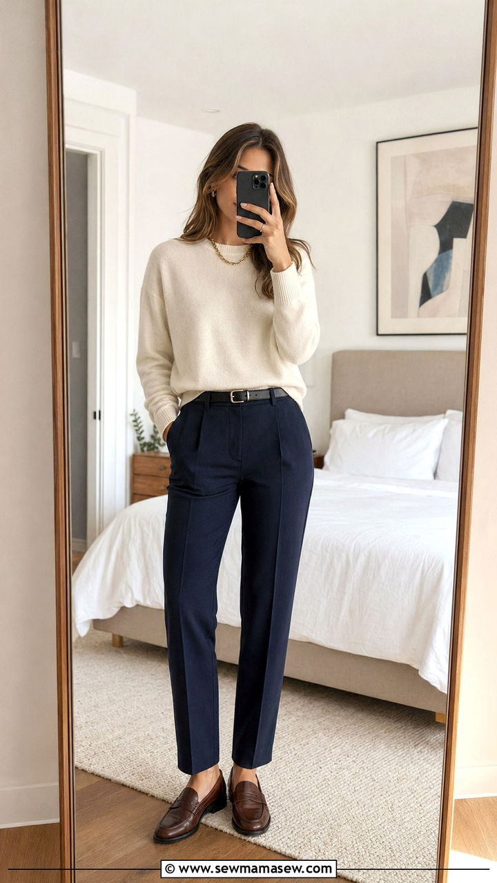 Cashmere Crewneck Sweater Outfit - 35 Old money wardrobe essentials