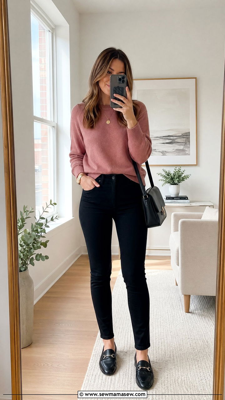 Cashmere Sweater With Black Skinny Pants - 35 Cute work outfits for women