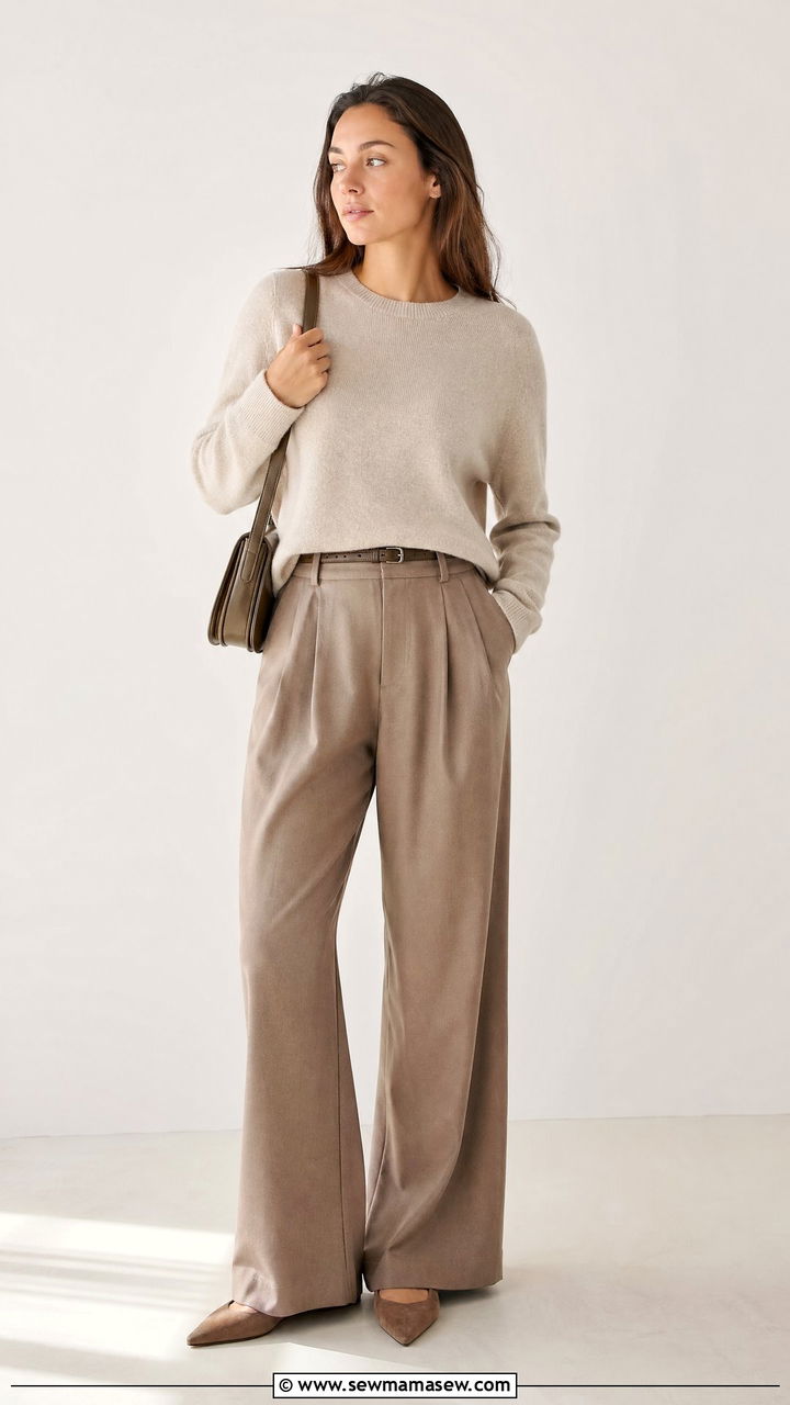 Cashmere Sweater With Wide Leg Trousers - 35 classy quiet luxury outfits