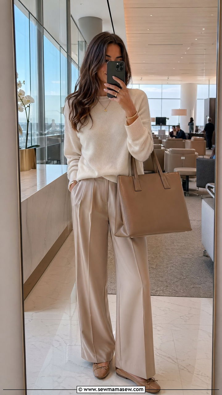 Cashmere Sweater and Silk Trousers - 40 Airport outfit ideas