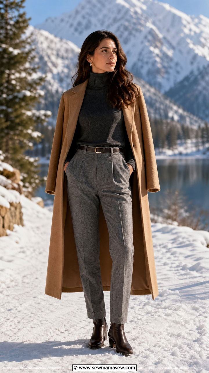 Cashmere Turtleneck with Tweed Trousers - 35 Timeless outfit ideas for older women