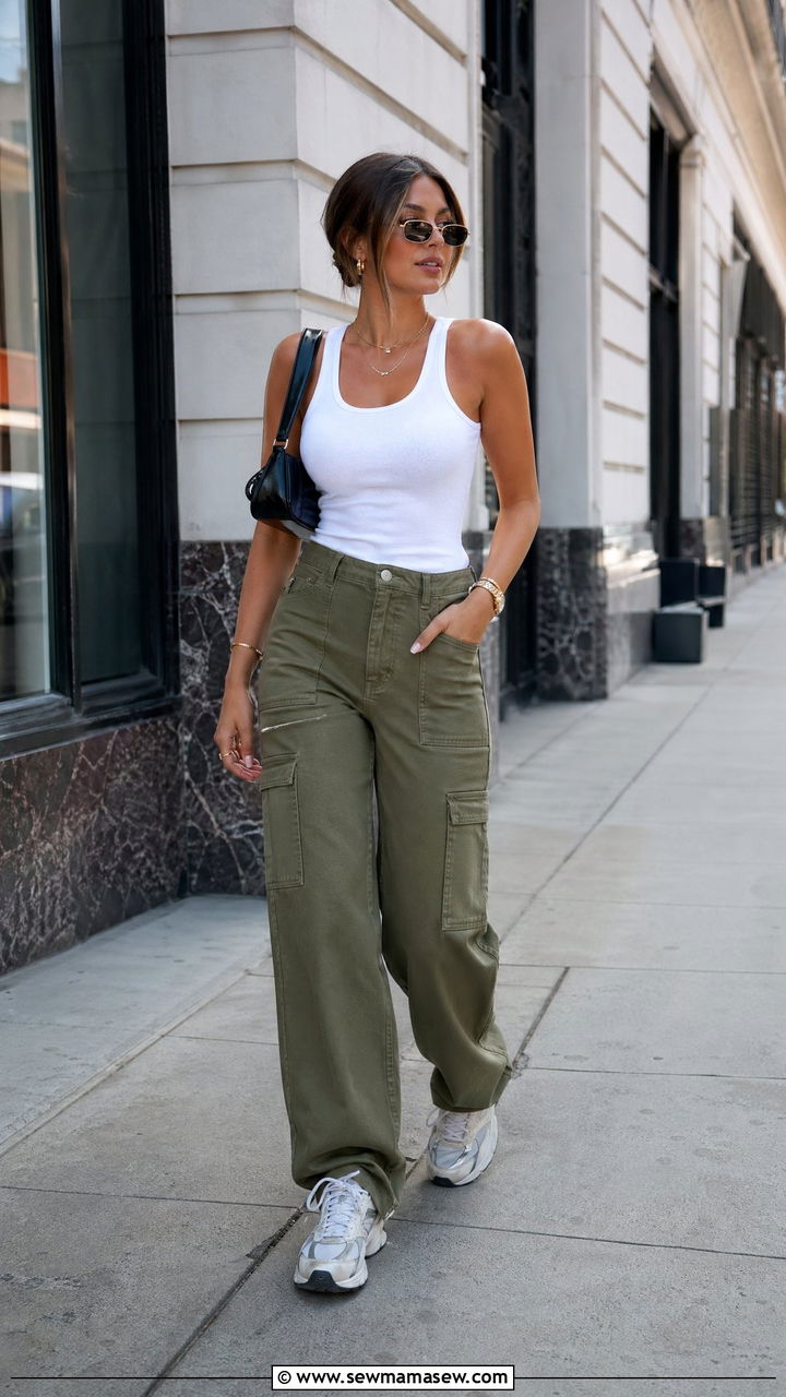 Casual Outfit With Cargo Pants And Fitted Tank - 35 casual outfits inspo