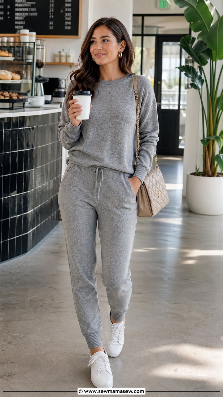 Casual Outfit With Matching Knit Set And Sneakers - 35 casual outfits inspo