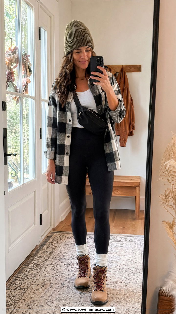 Casual Outfit With Shacket And Leggings - 35 casual outfits inspo