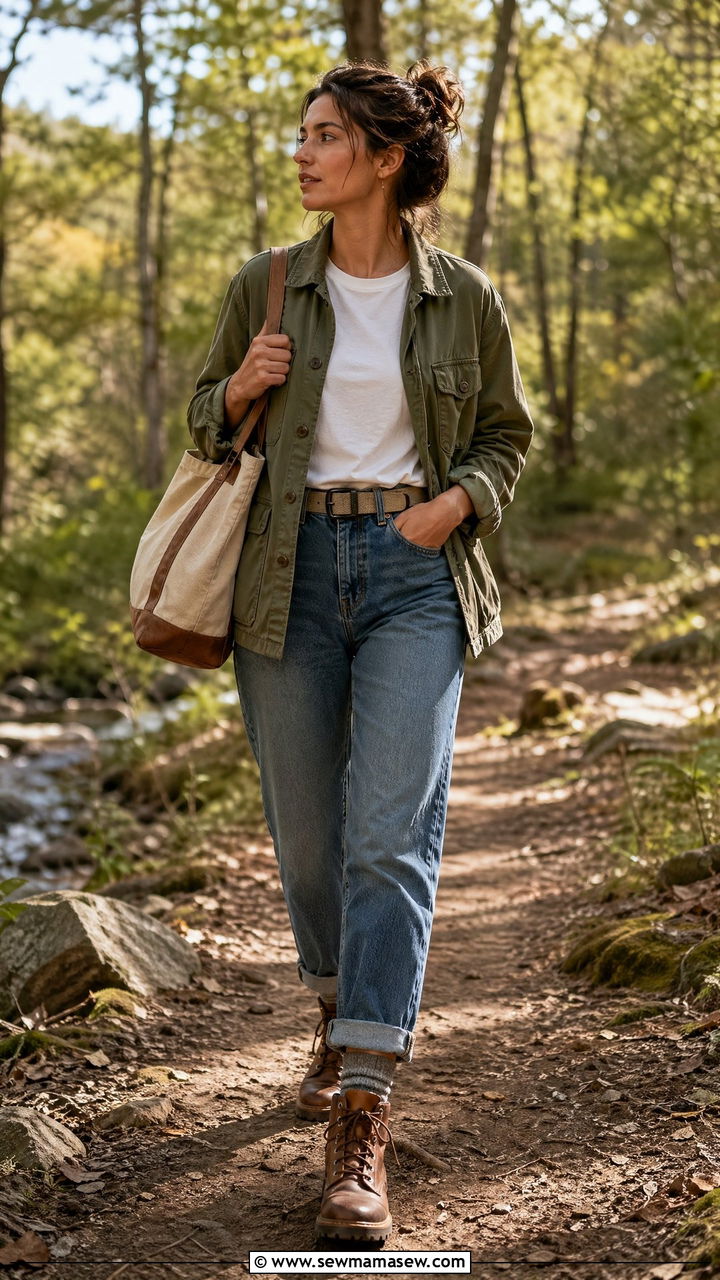 Casual Outfit With Utility Jacket And Relaxed Jeans - 35 casual outfits inspo