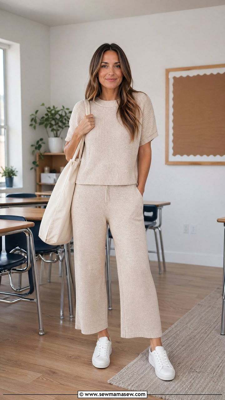 Casual Teacher Outfit With A Knit Two Piece Set - 35 casual teacher outfits
