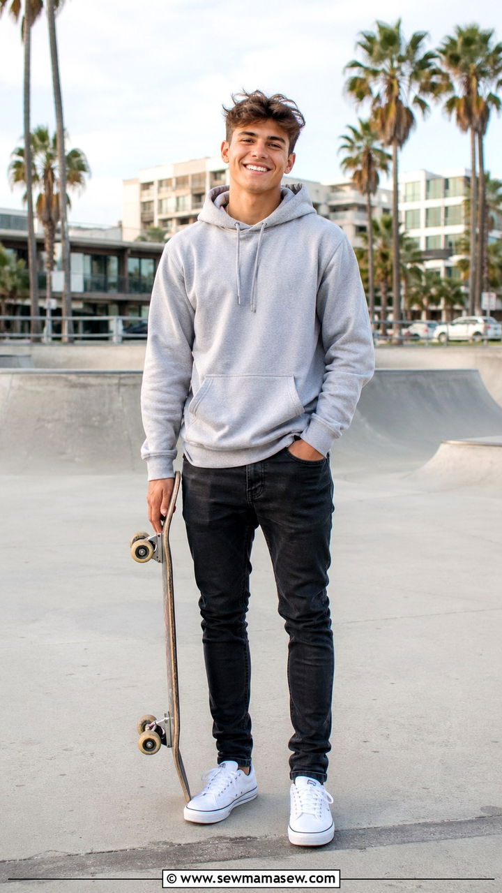 Casual hoodie with jeans senior picture - 30 Senior portrait outfit ideas guys