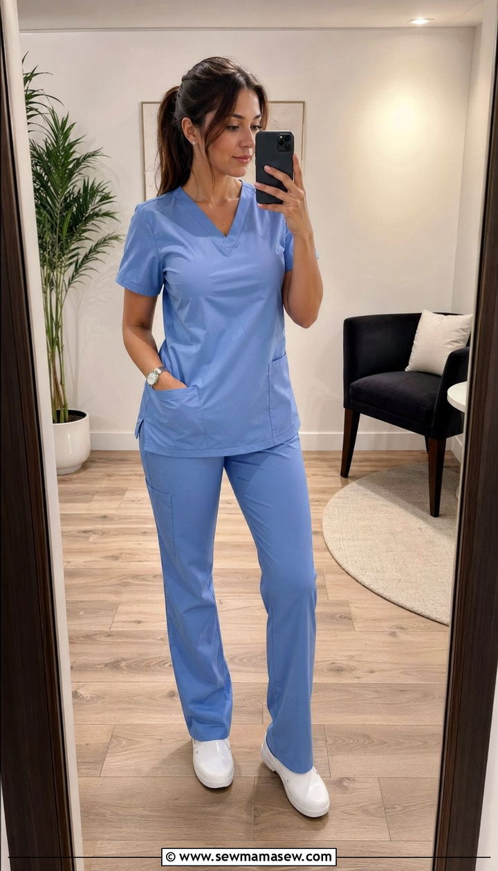 Ceil Blue V Neck Scrub Set - 35 Scrubs outfit ideas