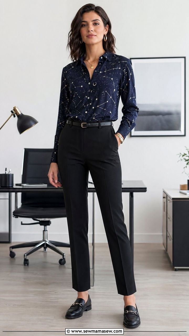 Celestial Button Up Shirt With Tailored Trousers - 35 celestial outfits