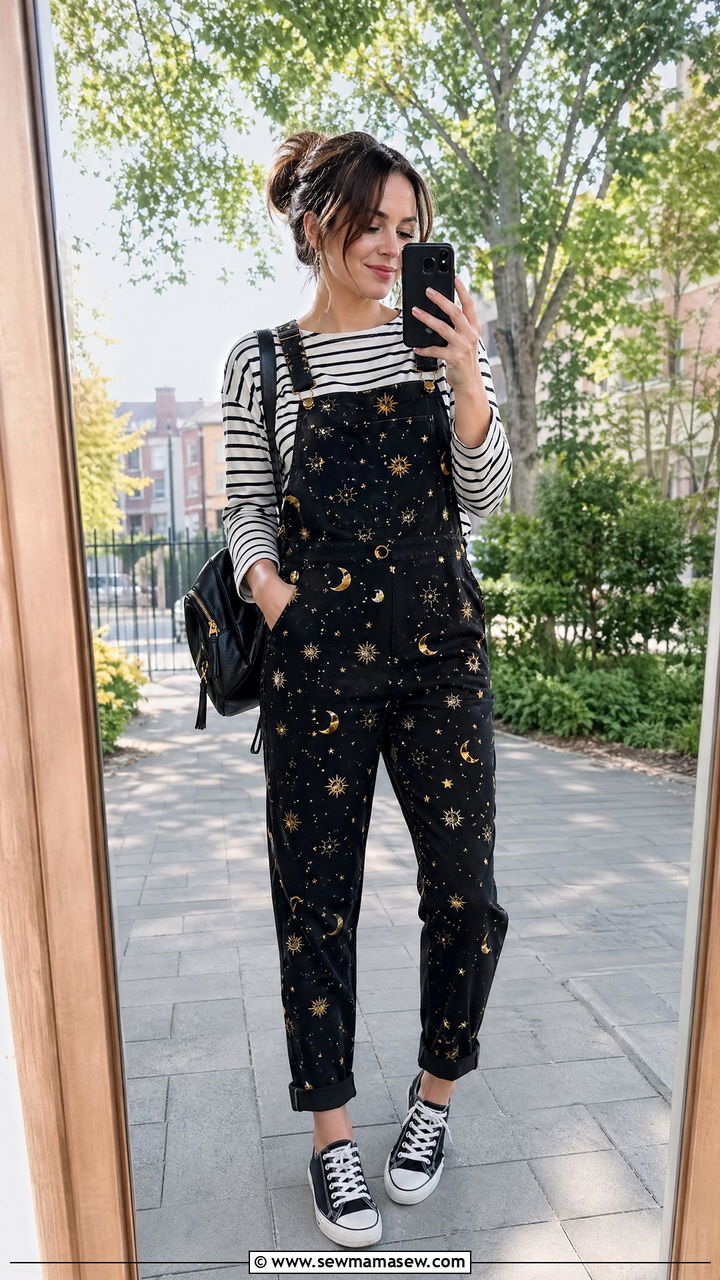 Celestial Dungarees And Striped Tee - 35 celestial outfits ideas