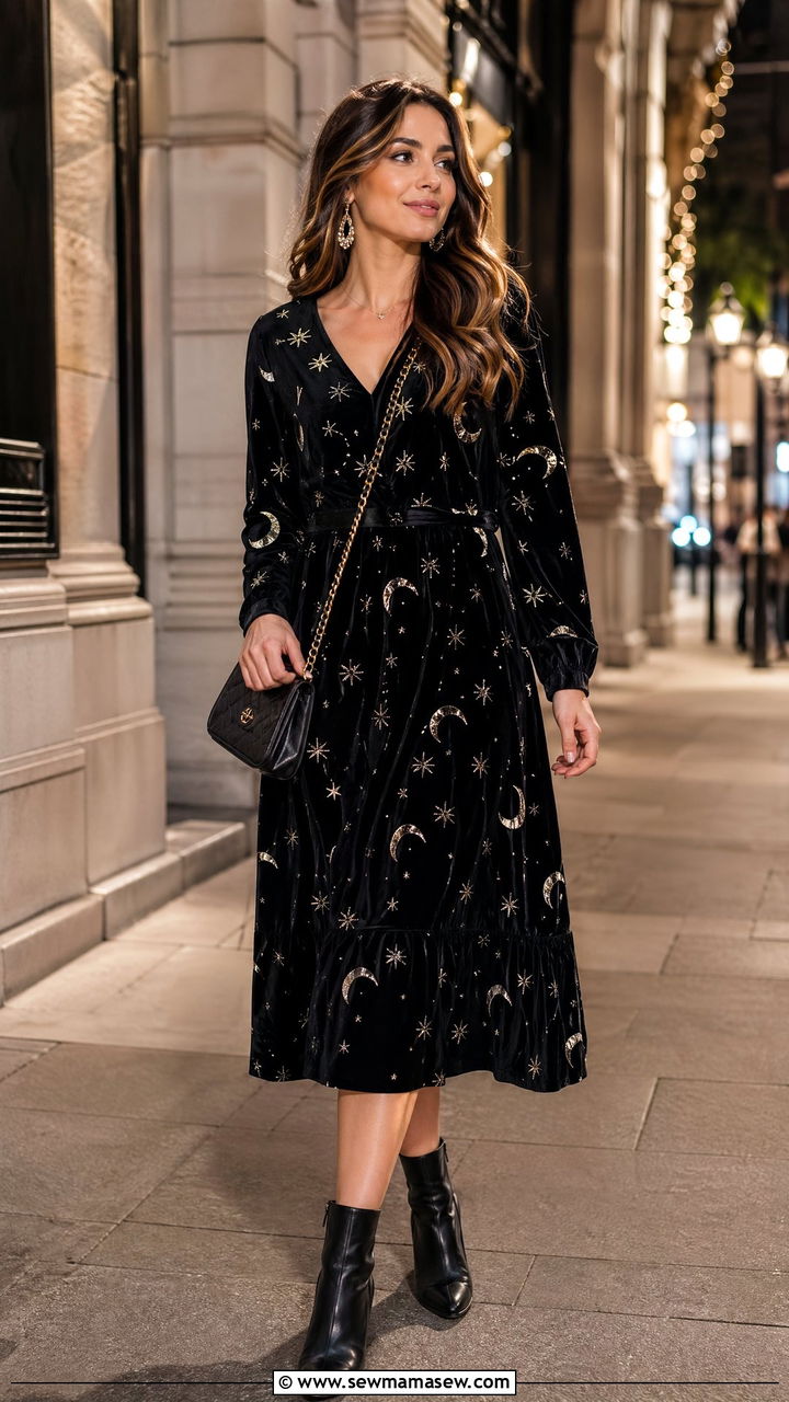 Celestial Velvet Dress With Ankle Boots - 35 celestial outfits