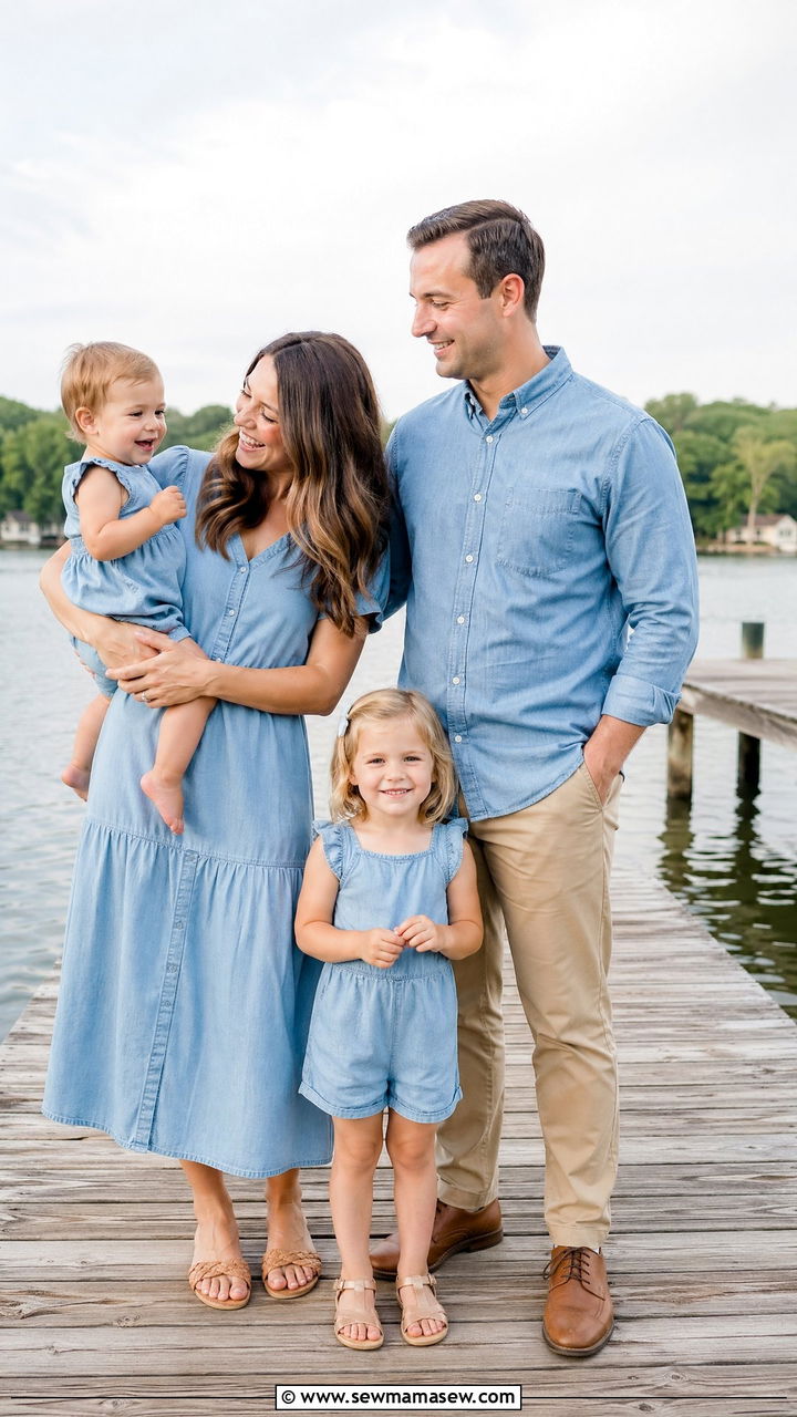 Chambray Blue Summer Family Photo Outfits - 35 Summer family photo outfits