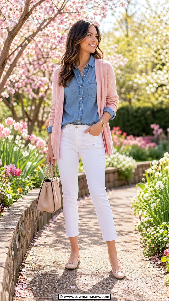 Chambray shirt spring outfit - 35 Chambray shirt with jeans outfit ideas