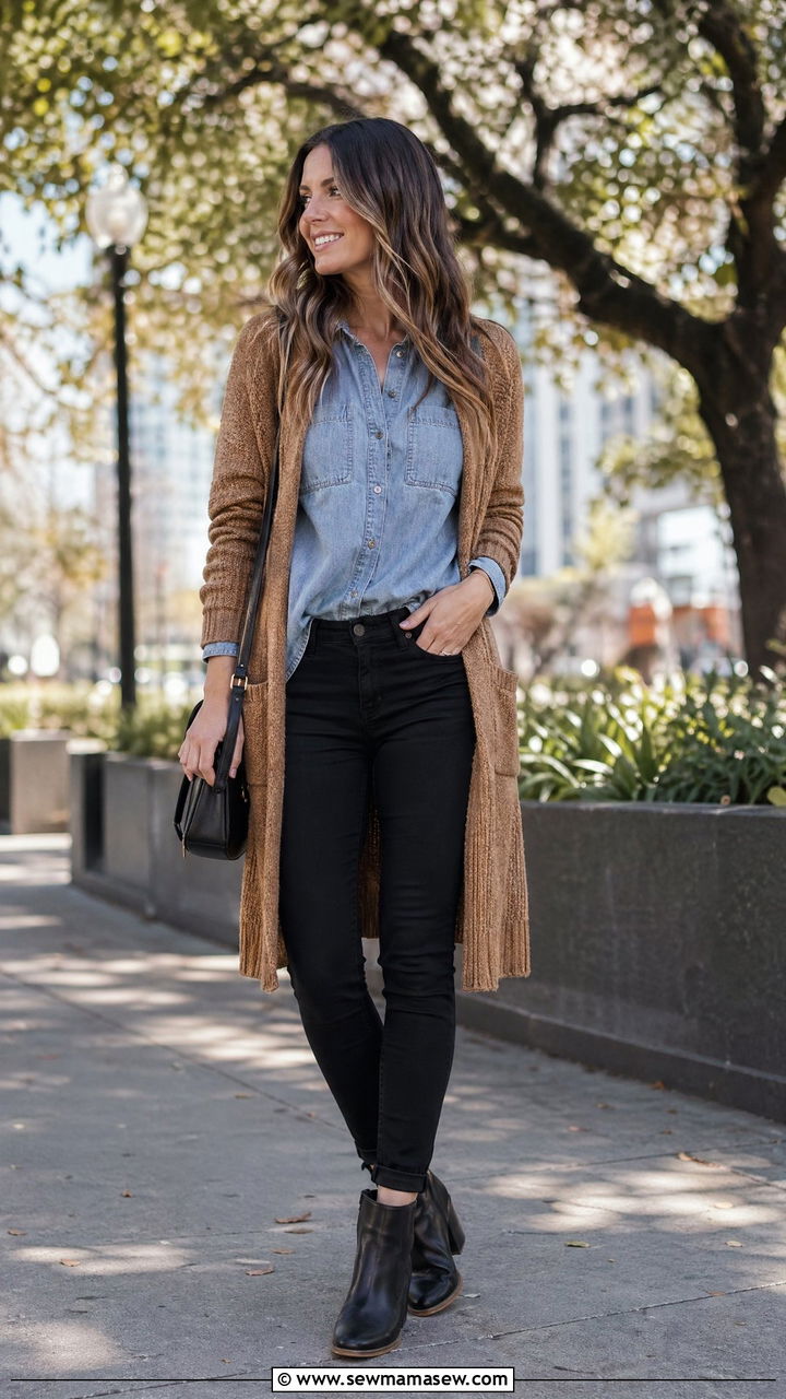 Chambray shirt with ankle boots outfit - 35 Chambray shirt with jeans outfit ideas