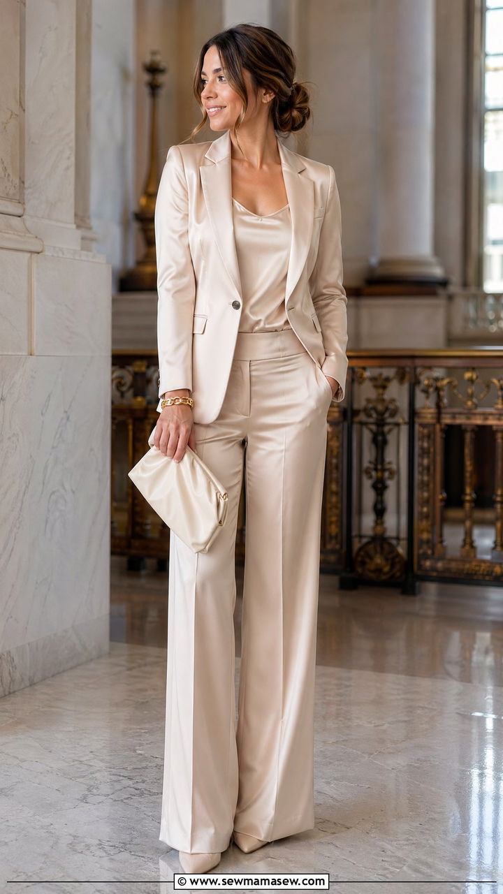 Champagne Satin Suit Courthouse Wedding - 35 Courthouse wedding outfits