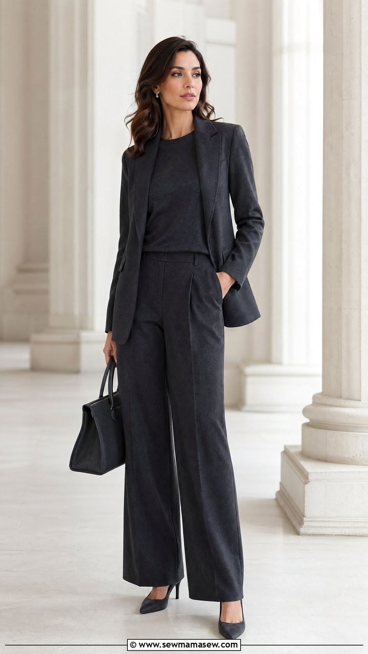 Charcoal Monochrome Court Outfit - 35 Court appearance outfit ideas