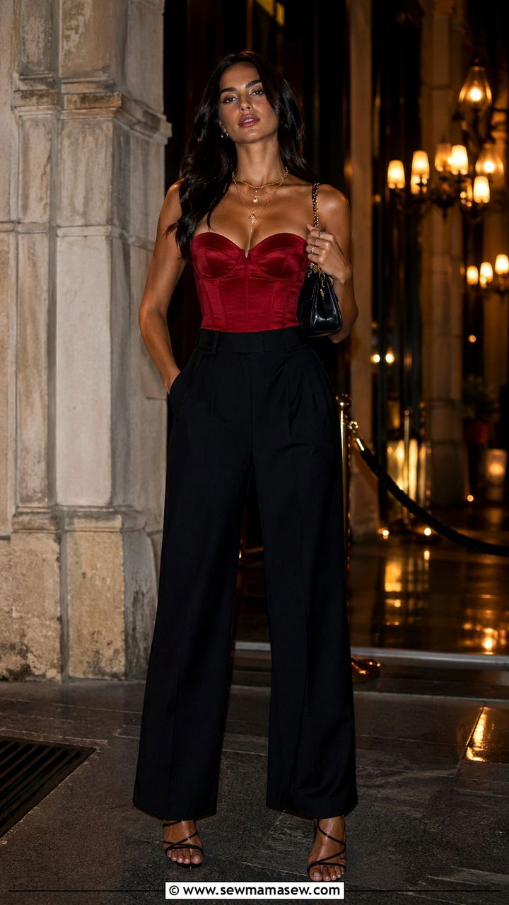 Cherry Red Corset Top Outfit - 40 All cherry red outfit ideas