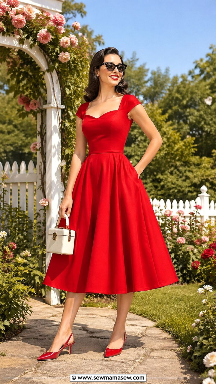 Cherry Red Vintage Inspired Outfit - 40 All cherry red outfit ideas