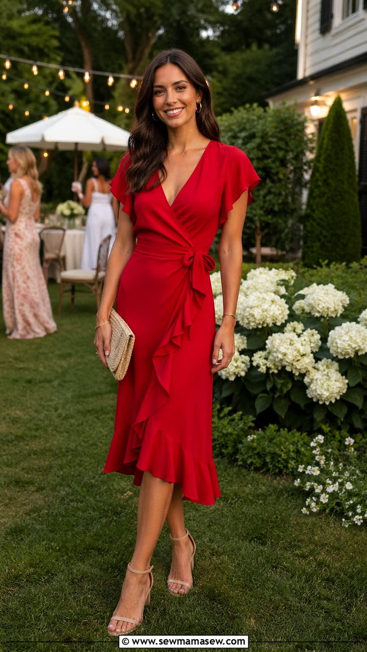 Cherry Red Wrap Dress Outfit - 40 All cherry red outfit ideas