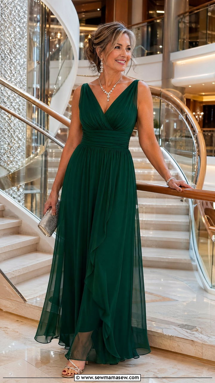 Chiffon Maxi Dress For Cruise Formal Night - 35 cruise outfits for women over 40
