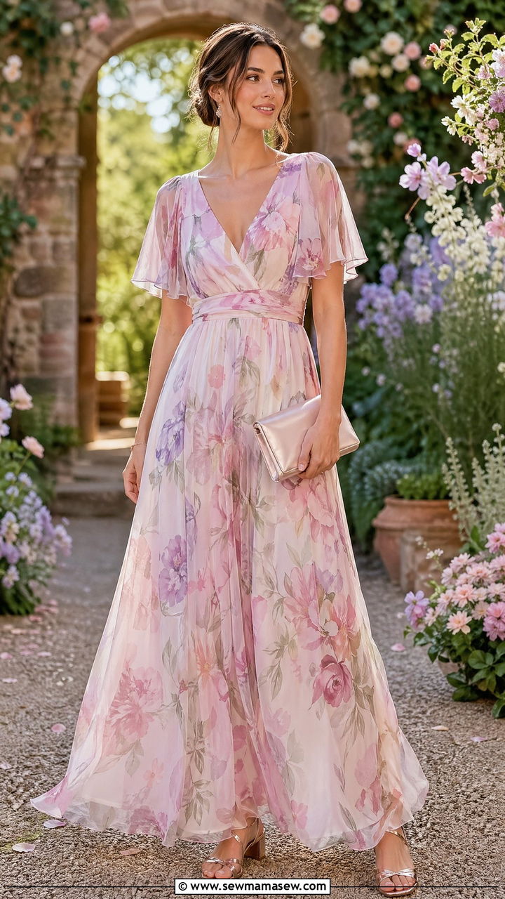 Chiffon Maxi Dress Spring Romantic Outfit - 35 spring romantic outfits