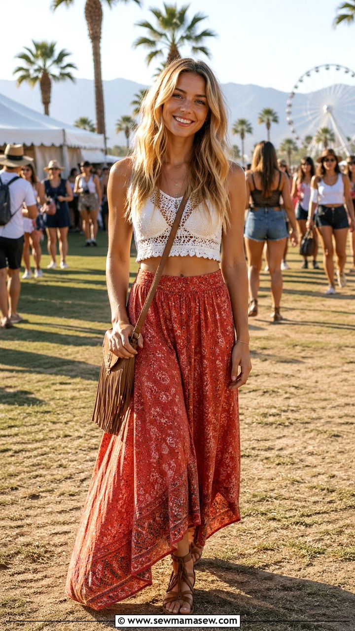 Chiffon Maxi Skirt With Camisole Outfit - 30 spring maxi skirt outfit ideas