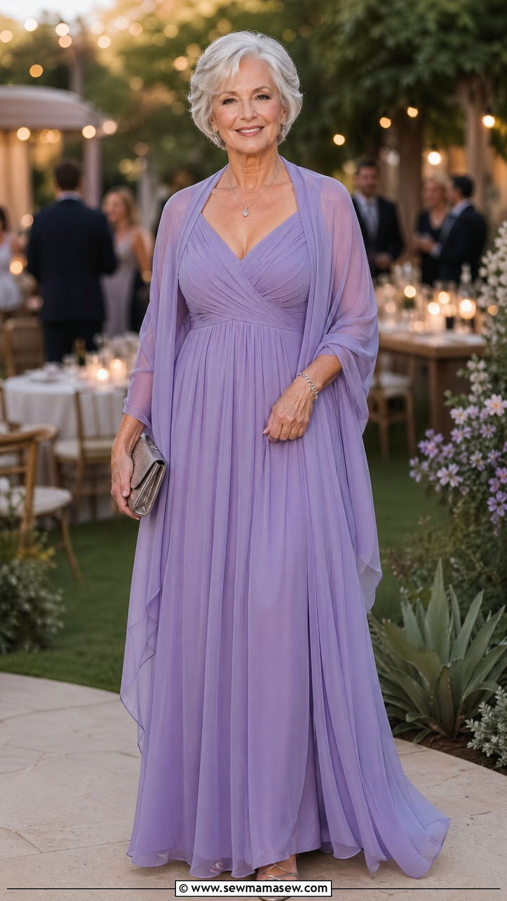 Chiffon maxi dress for wedding guest over 60 - 35 Wedding guest outfits for women over 60