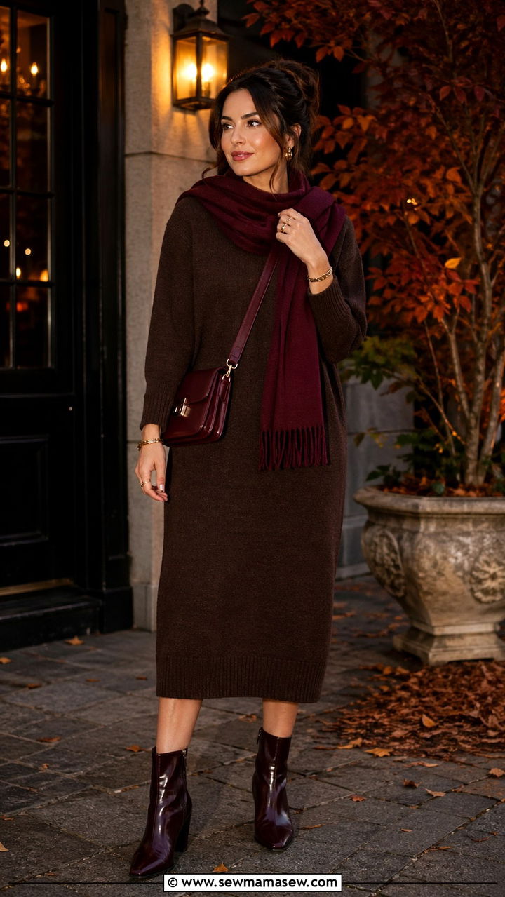 Chocolate Brown with Burgundy Accents - 40 All chocolate brown outfit ideas