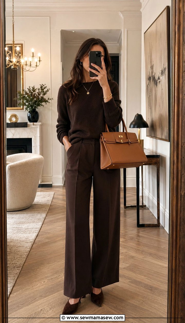 Chocolate brown monochrome outfit - 35 Quiet luxury outfits 2026