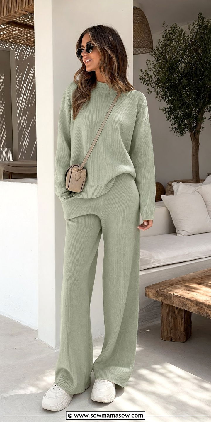 Chunky Knit Set and Sneakers Outfit - 30 Aesthetic spring outfits