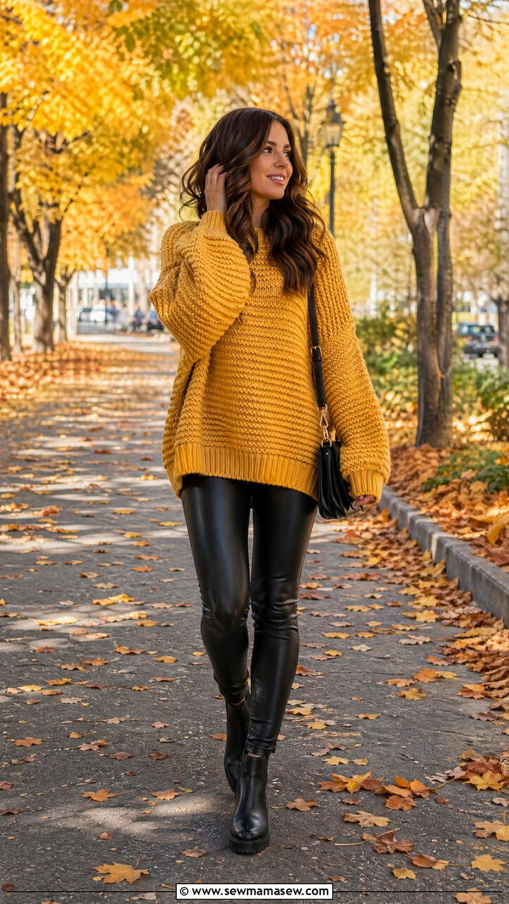 Chunky Knit Sweater With Faux Leather Leggings And Chelsea Boots - 35 Vienna outfit ideas