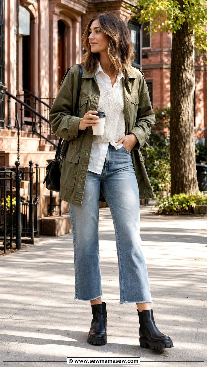 Chunky Lug Sole Ankle Boots With Cropped Jeans Outfit - 30 Ankle boots outfit ideas with jeans