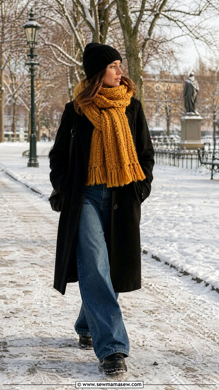 Chunky Scarf And Wool Coat Copenhagen Outfit - 35 Copenhagen outfits ideas
