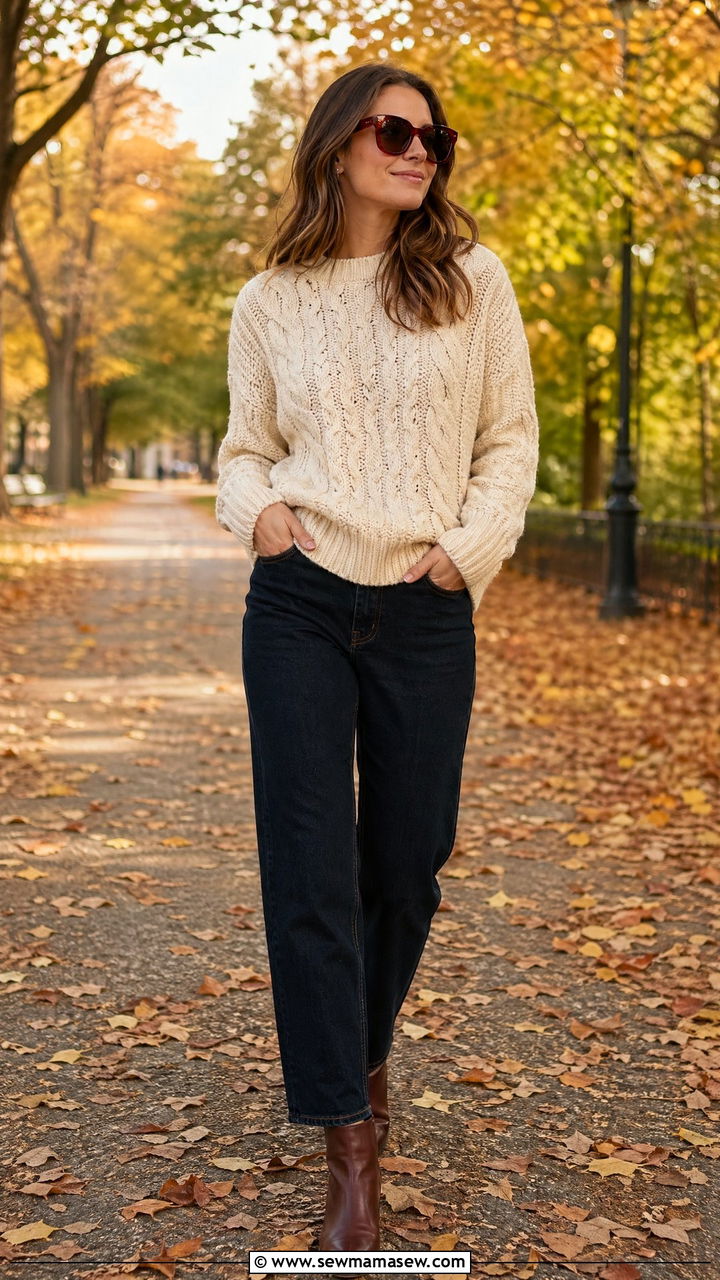 Chunky acetate sunglasses with knit sweater - 35 Sunglasses outfit ideas