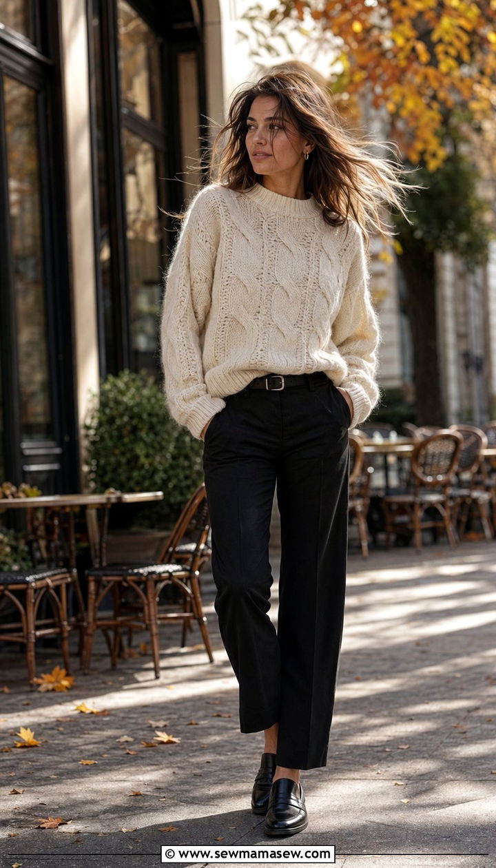Chunky knit sweater outfit for a windy day - 30 windy day outfits casual