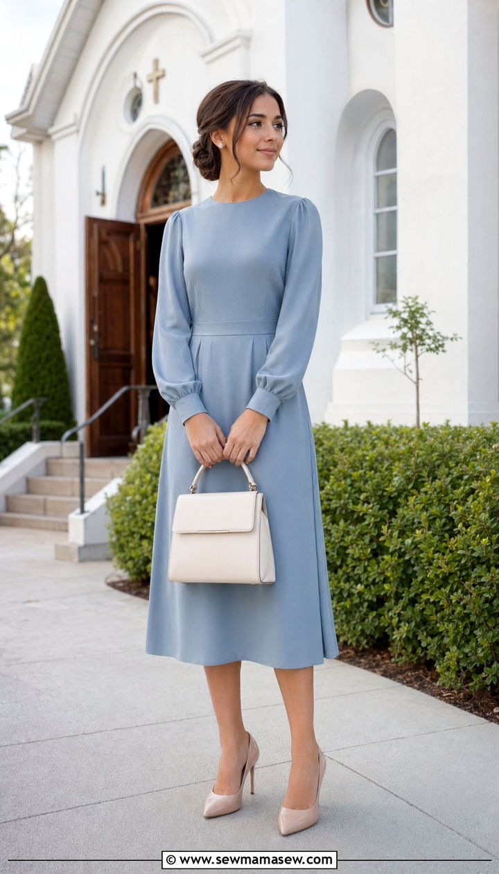 Church wedding guest modest dress with closed toe pumps - 30 Wedding guest outfits with dresses