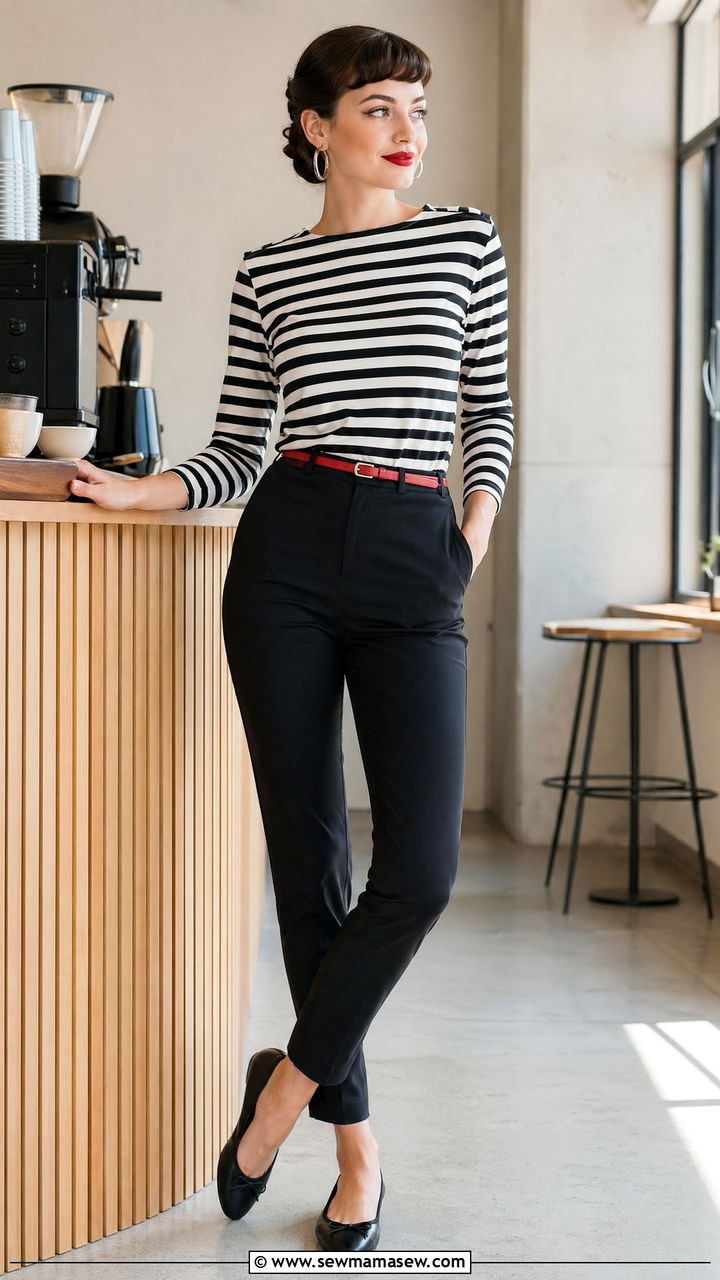 Cigarette Pants with Ballet Flats - 35 Vintage 50s outfit ideas