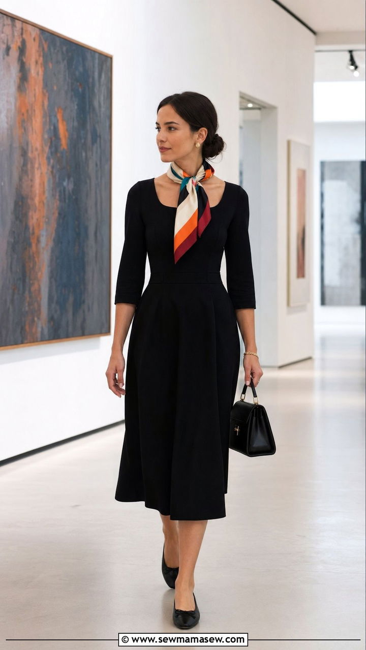 Classic black dress and ballet flats - 35 Museum visit outfit ideas